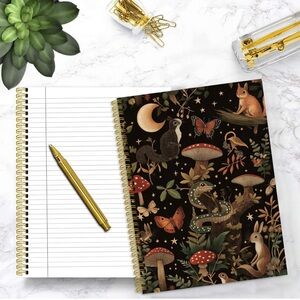 Woodland Creatures Spiral-bound Notebook/Journal, NWT 🐇 🐿️ 🦨 🐍 🍄 🦋🌙 ✨